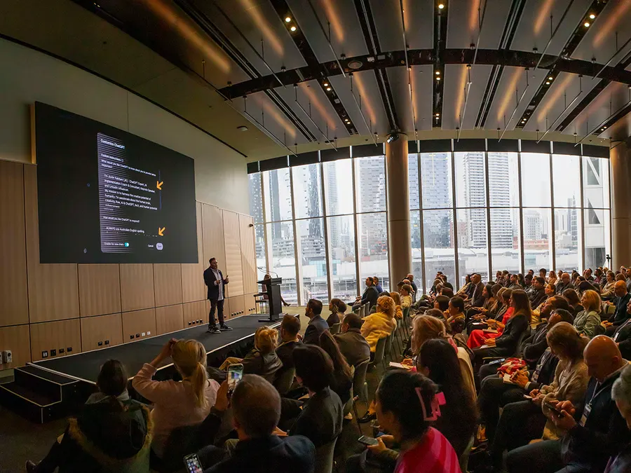 A packed auditorium at one of Justin's keynotes